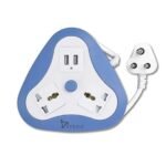 2 Way Power Strip with 2 USB 1.5 Meter Long (White, Blue) One Extension Board 3