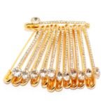 Gold Plated Rhinestone Saree Pin 3