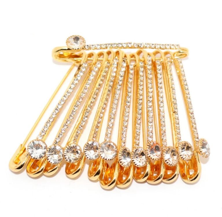 Gold Plated Rhinestone Saree Pin 3
