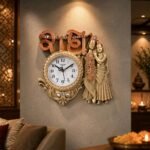 Radha Krishna Wall Clock – Elegant Antique Finish Decor - Image 2