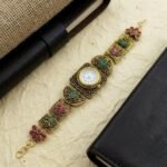 Rajasthani Inspired Designer Watch for Women with Floral Meenakari Work - Image 3