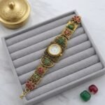 Rajasthani Inspired Designer Watch for Women with Floral Meenakari Work - Image 2